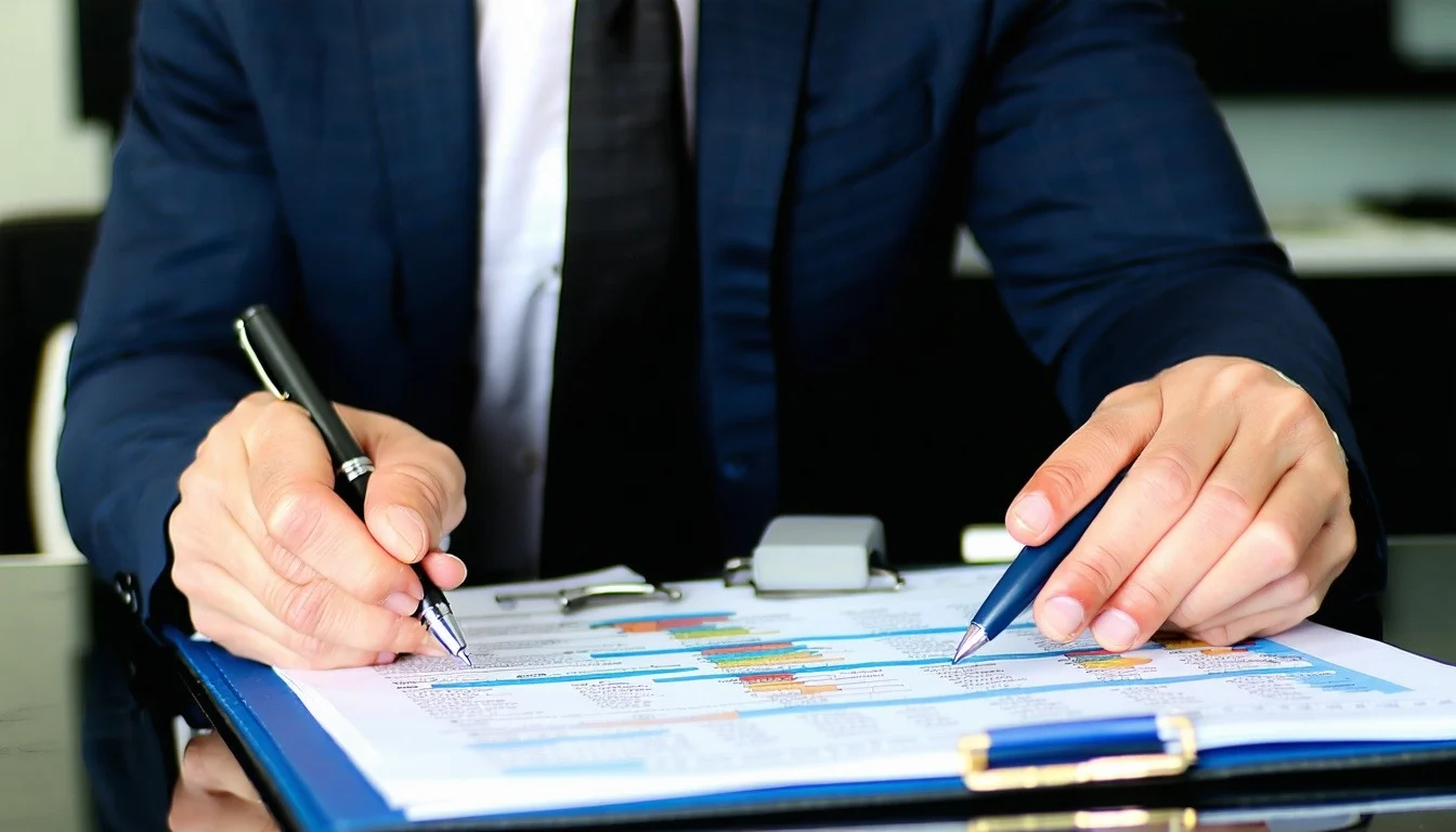 Person analyzing tax documents